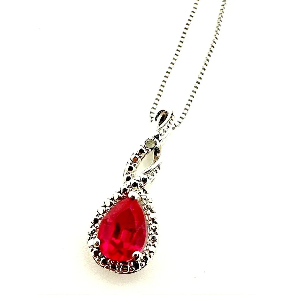 Vintage BN KRN Pink Rhinestone Pendant Necklace Silver Tone Chain Signed 18
